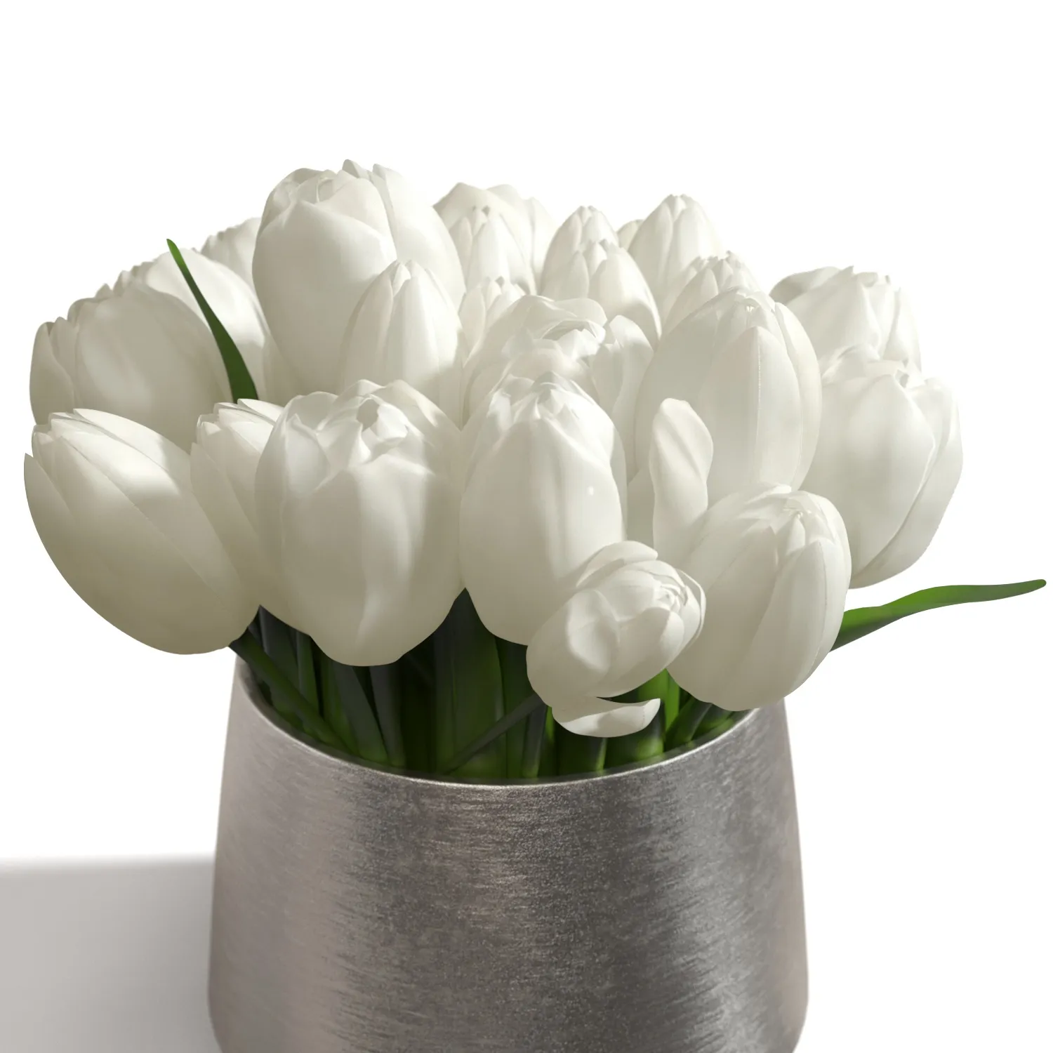 White Sulip In Silver Vase PBR 3D Model_05